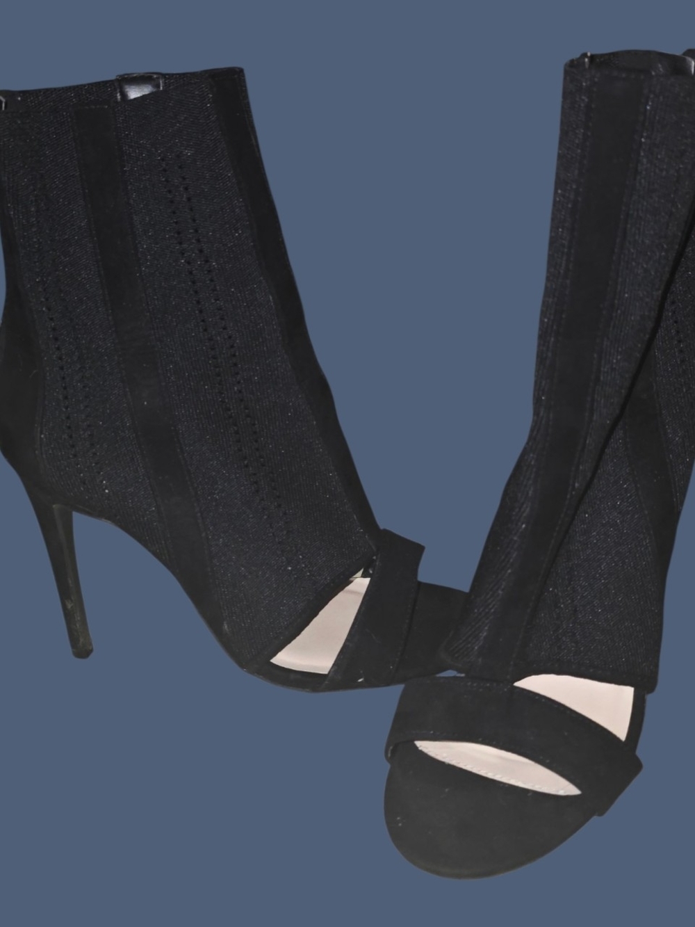 Charlotte Russe Black Open-Toe Sock Booties